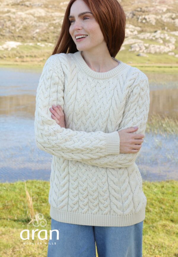 Super Soft Merino Aran Sweater – Natural