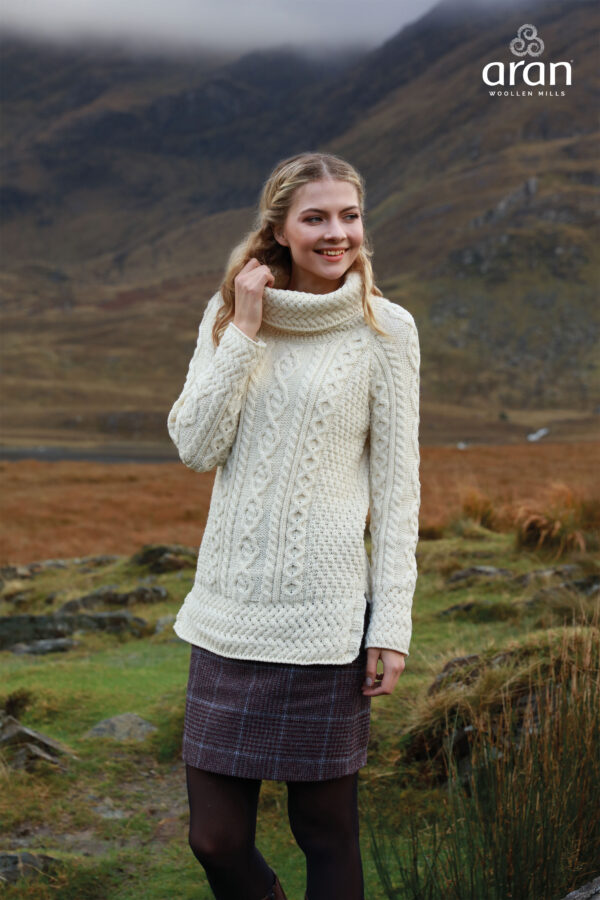 Longline Aran Sweater - Natural White