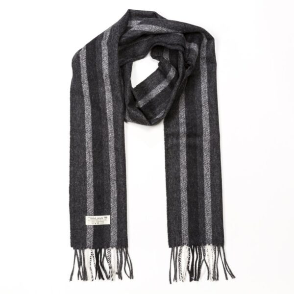 Black & Grey Warp Stripe Lambswool Scarf
