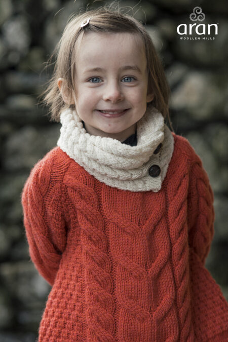 Child's Button Up Cabled Cowl - Natural