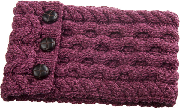 Child's Button Up Cabled Cowl - Raspberry