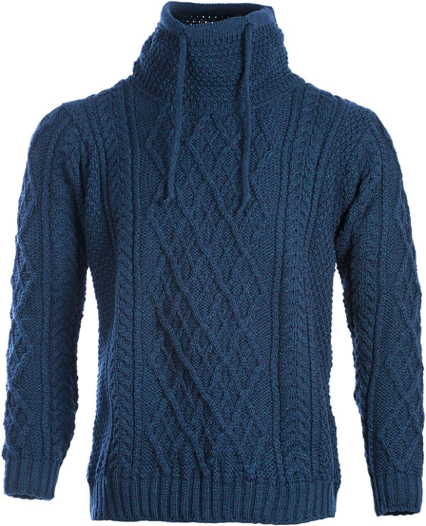 Blackwatch Aran Sweater With Drawcord Neck