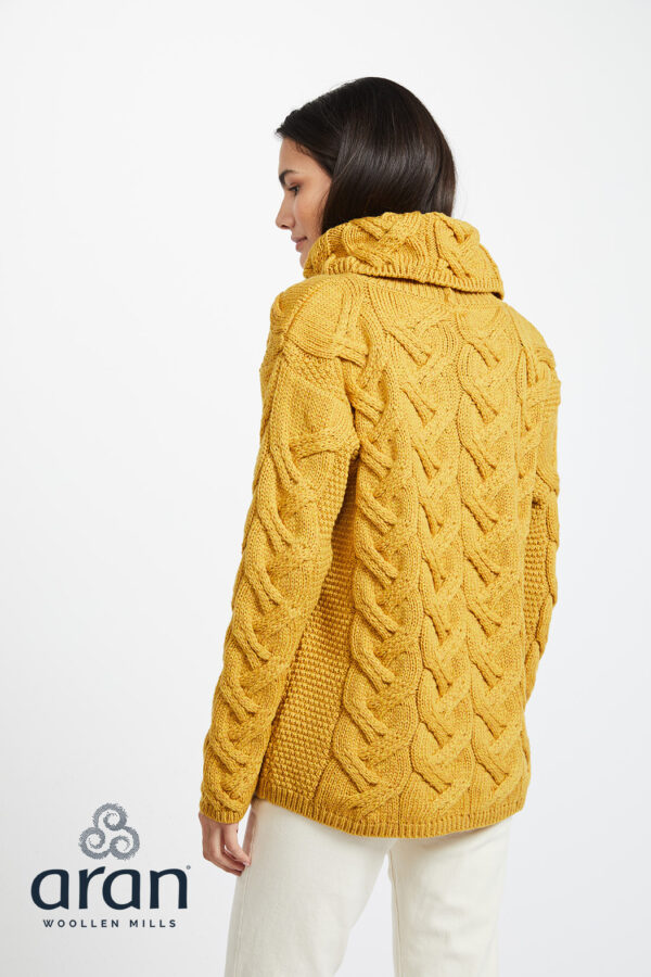 Super Soft Merino Cable Sweater - Mustard Back