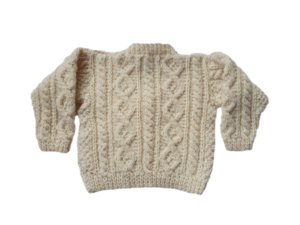 Handknitted Baby Aran Sweater Back