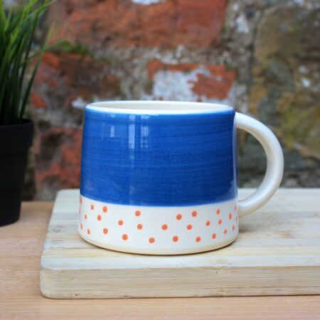 Polka Dot Navy & Orange Mug