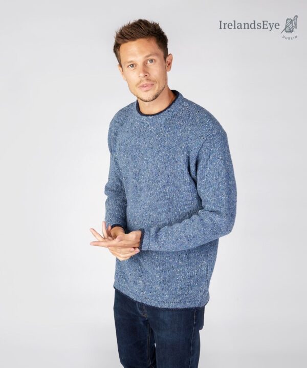IrelandsEye Knitwear Roundstone Sweater in Blue Ocean Front