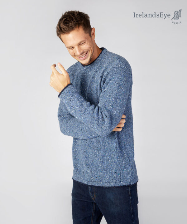 IrelandsEye Knitwear Roundstone Sweater in Blue Ocean Side