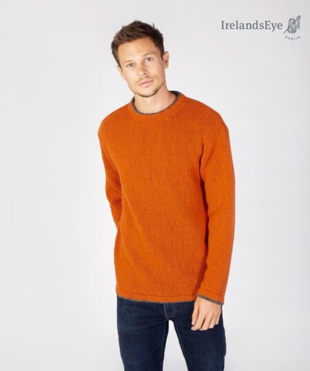 IrelandsEye Knitwear Roundstone Sweater in Terracotta Front