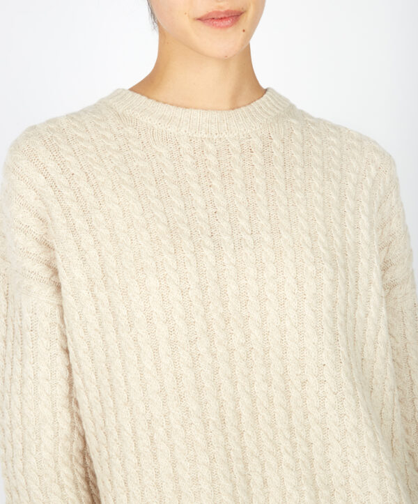 Corbin Cable Crew Neck in Bone