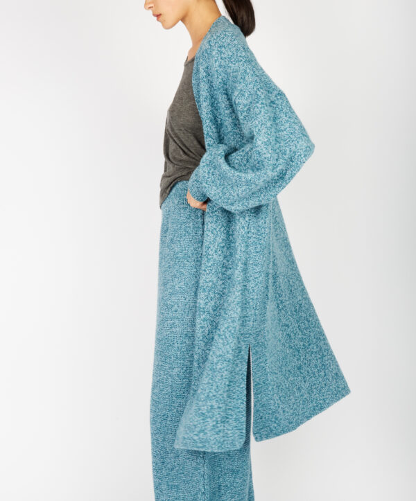 IrelandsEye Knitwear Raven Jersey Cardigan in Larimar Side