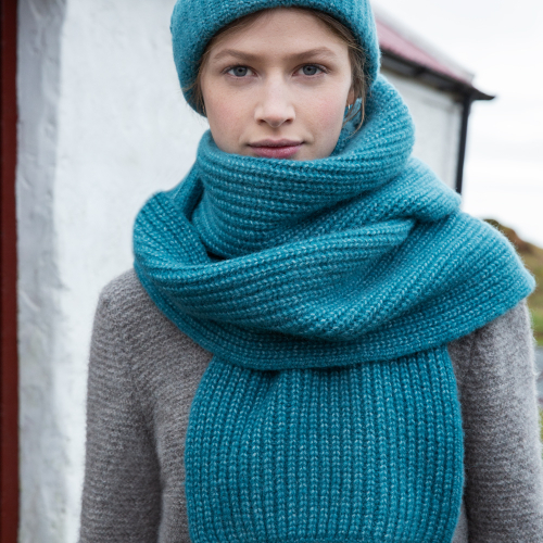 Turquoise Ribbed Scarf