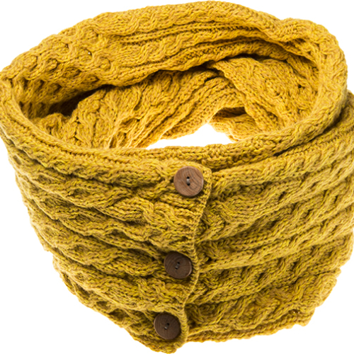 Aran Buttoned Infinity Scarf - Sunflower