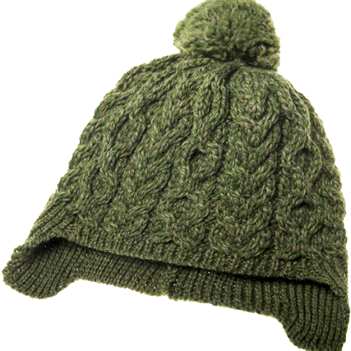 Child's Pompom Ear Flap Hat - Forest