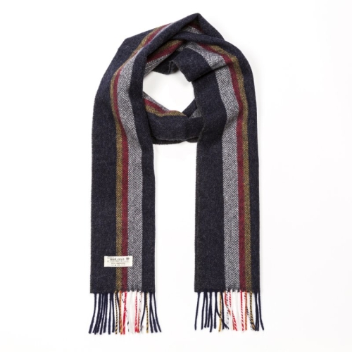Charcoal, Silver, Red & Mustard Stripe Scarf