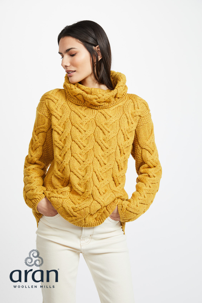 Super Soft Merino Cable Sweater - Mustard