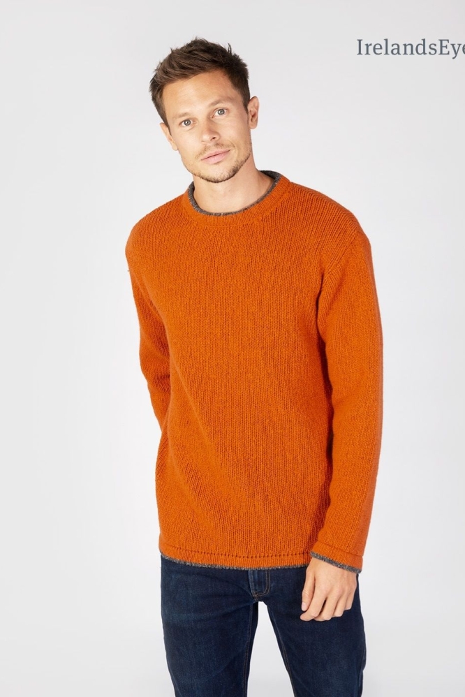 IrelandsEye Knitwear Roundstone Sweater in Terracotta