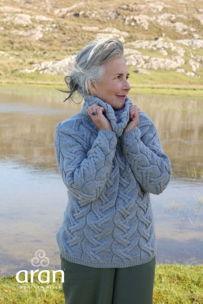 Super Soft Merino Cable Sweater - Ocean Grey