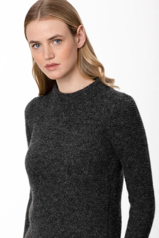Charcoal Links Stitch Mock Neck Sweater