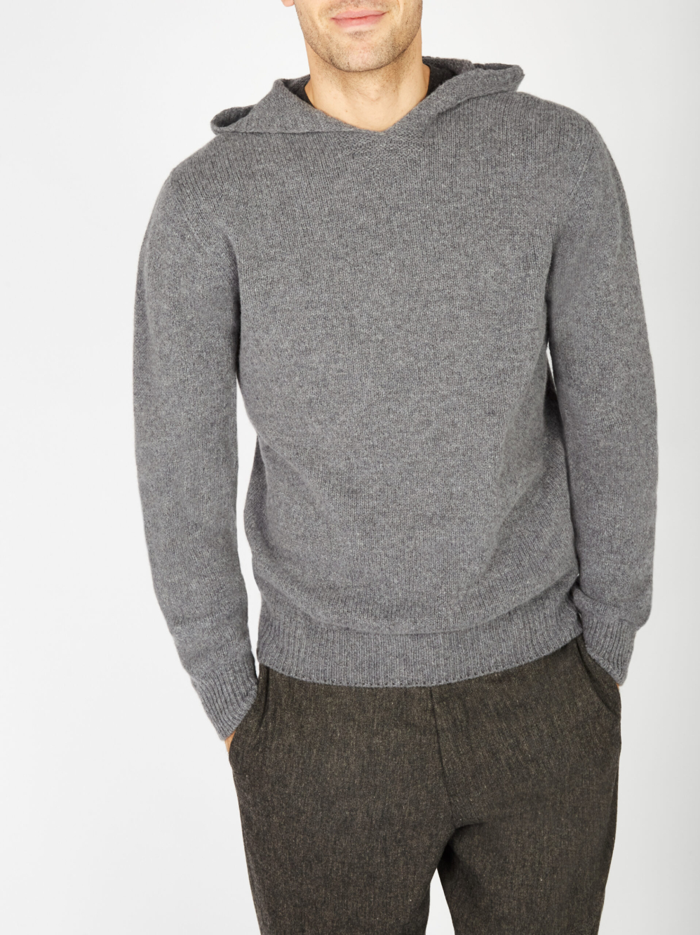 IrelandsEye Knitwear Luxe Jersey Hoodie in Smoke