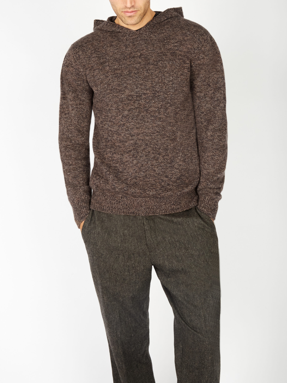 IrelandsEye Knitwear Luxe Jersey Hoodie in Shadow Marl