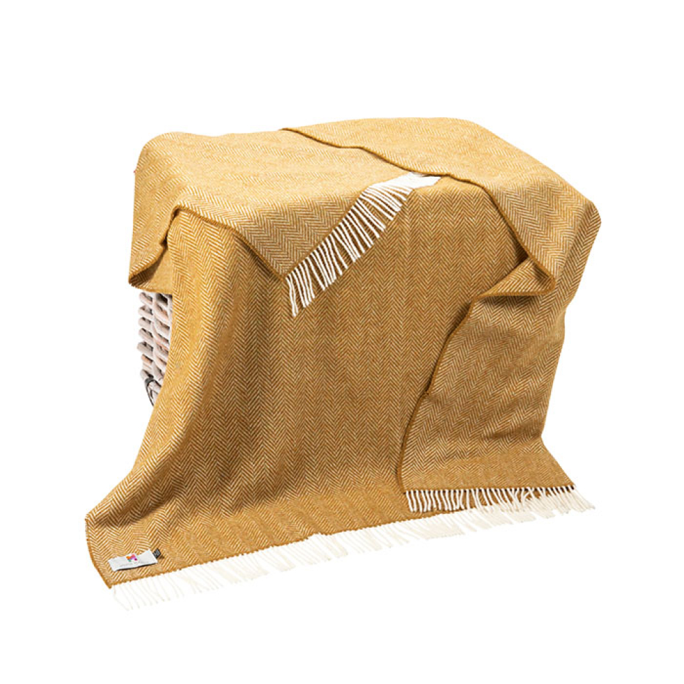 Cream & Mustard Mix Cashmere Throw