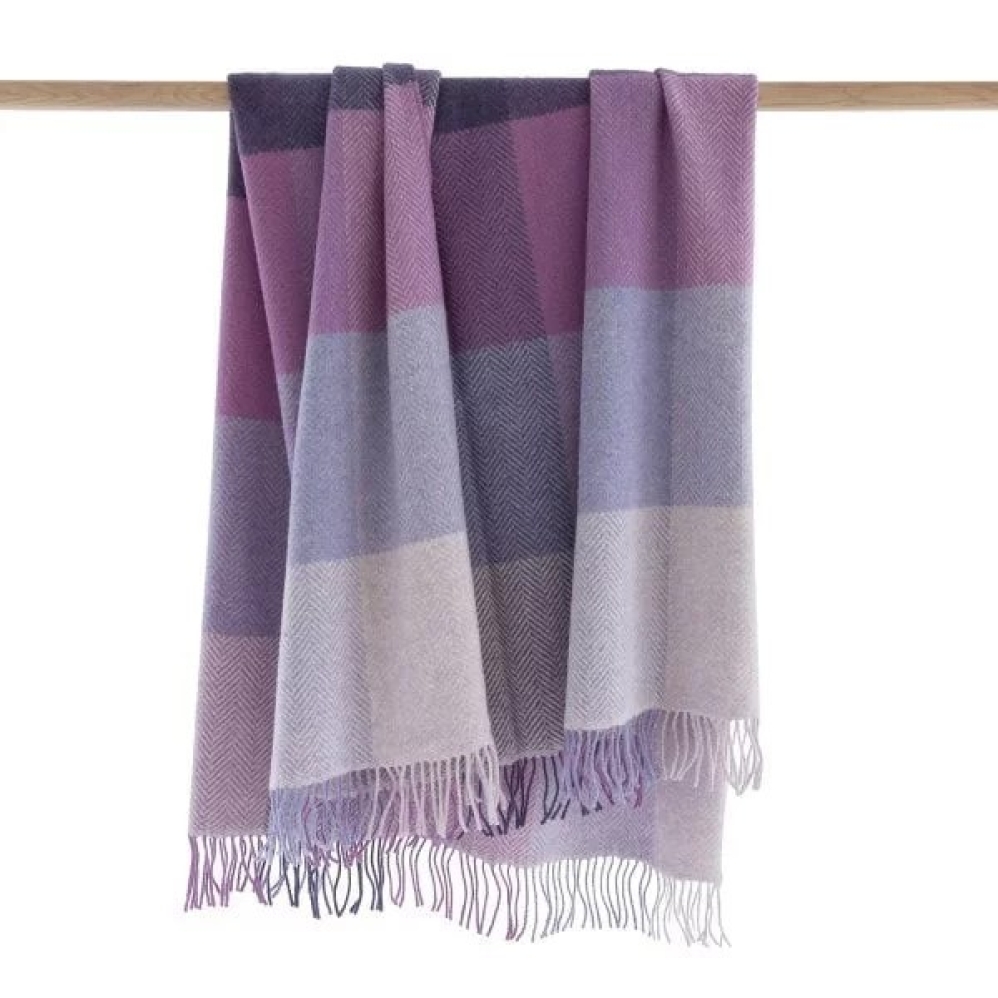 Lavender, Purple Blocks Cashmere Merino Throw