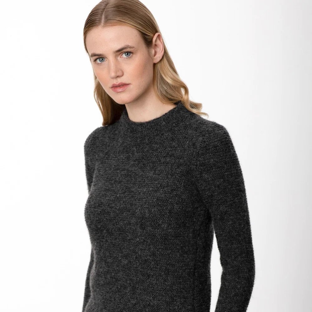 Charcoal Links Stitch Mock Neck Sweater