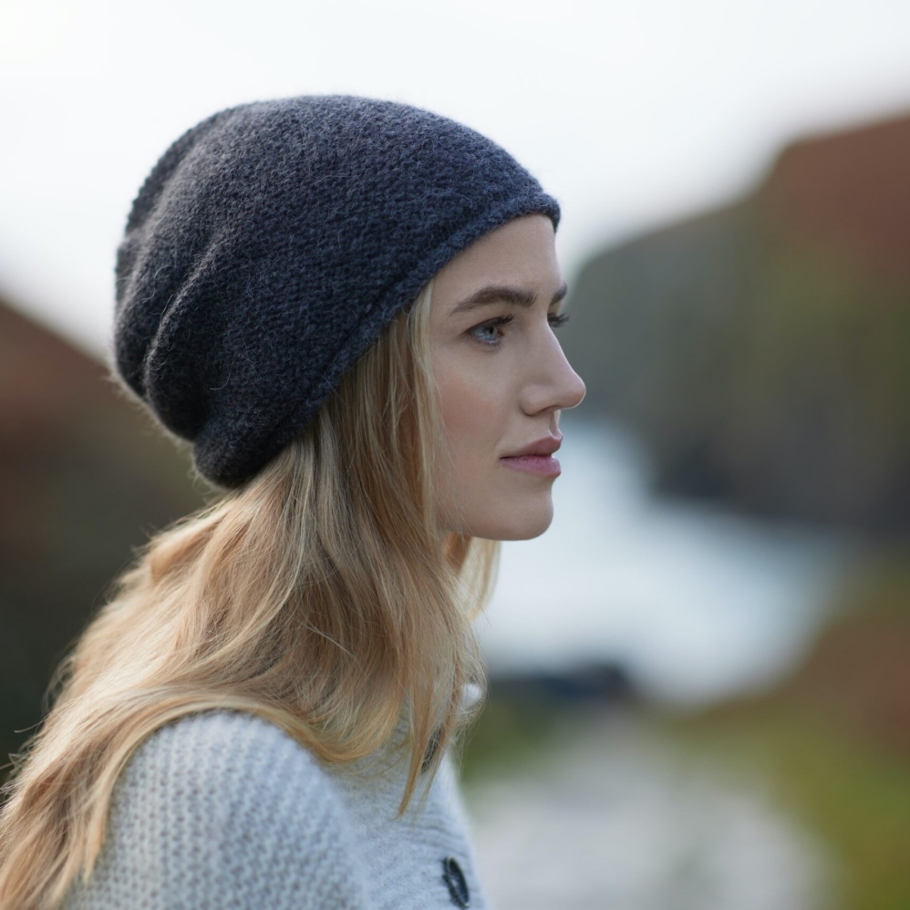 Slouchy Charcoal Alpaca and Wool Beanie