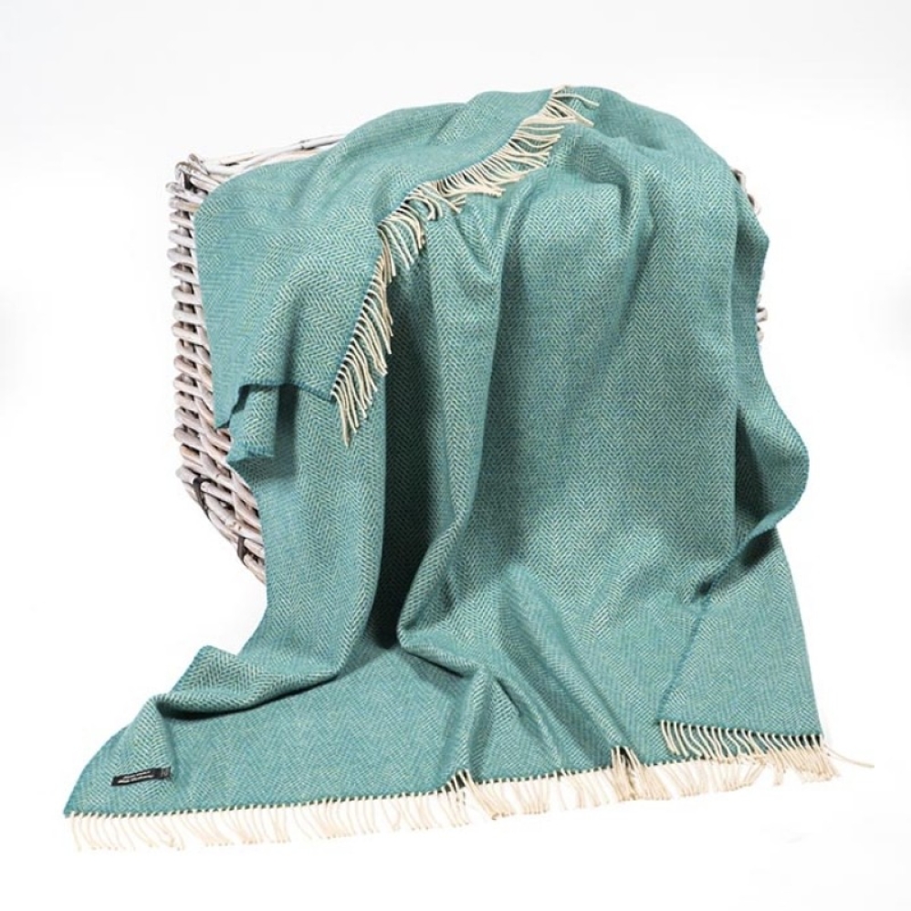 Green & Aqua Cashmere Merino Throw